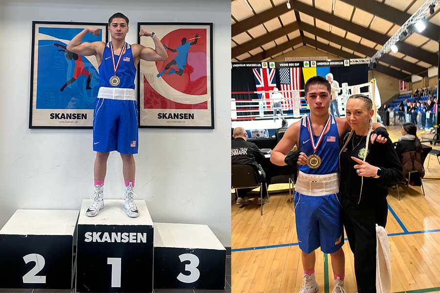 The pictures above were taken following Kennedy's win in Denmark. He is pictured with Coach Holly Gregson on the right. | Courtesy Holly Gregson