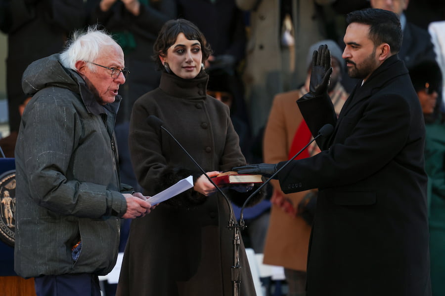 Zohran Mamdani sworn in by Bernie Sanders