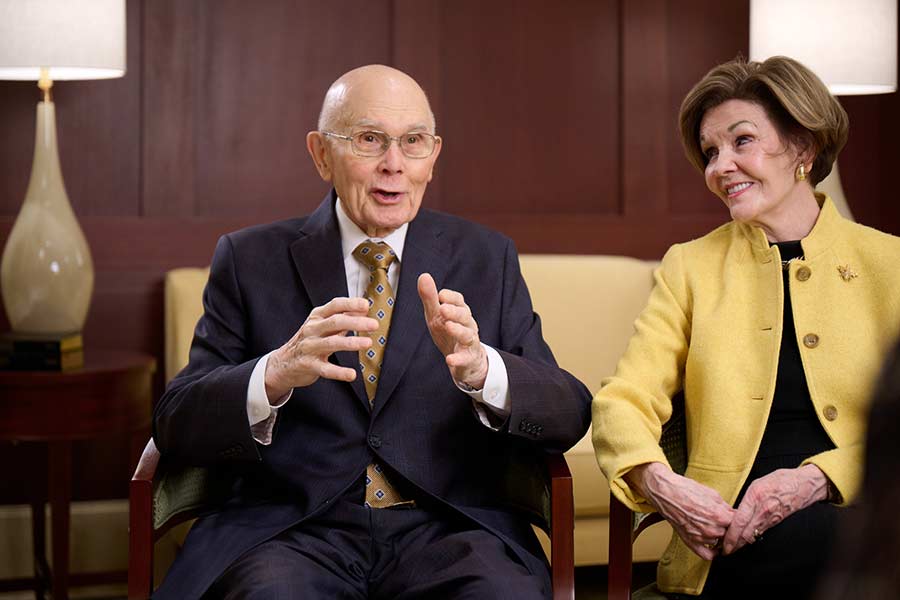 President Oaks and his wife during an interview with The Church of Jesus Christ of Latter-day Saints. | The Church of Jesus Christ of Latter-day Saints