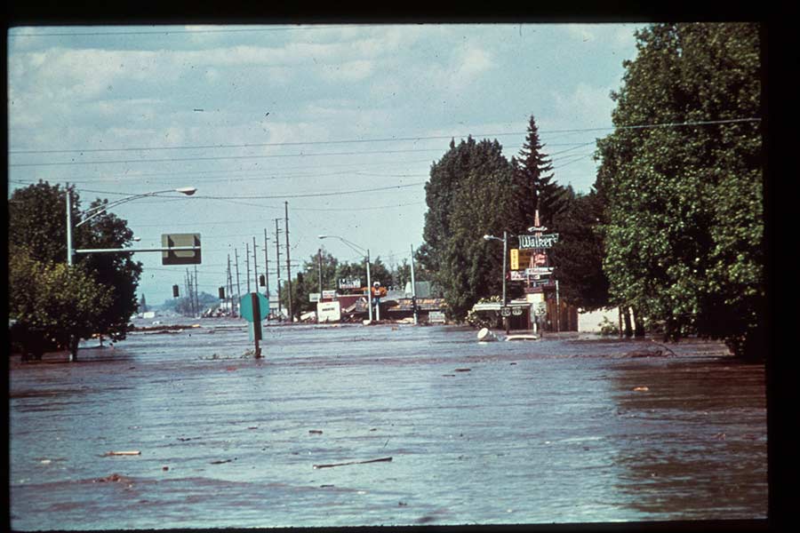 North 2nd East in Rexburg on the day of the Teton Dam Flood | BYU-Idaho Flickr
