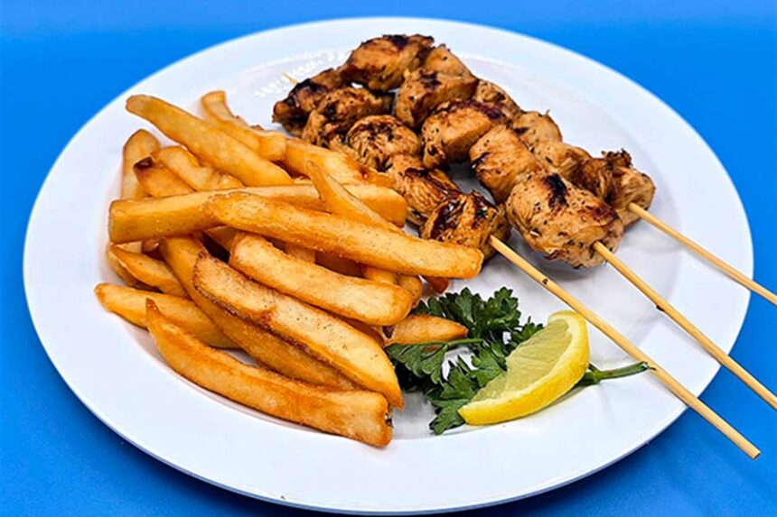 Souvlaki, marinated and grilled skewers of chicken, steak or grilled shrimp, is served with french fries at Trofi, a new Mediterranean restaurant inside the Shilo Inn at 780 Lindsay Boulevard in Idaho Falls. | Facebook photo