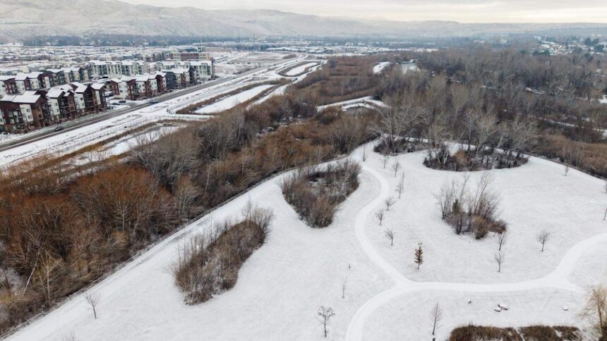 Snow covers the ground at Marianne Williams Park in Boise, Wednesday, Jan. 28, 2026.