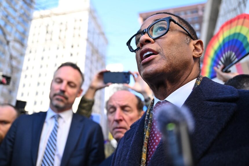 Journalist Don Lemon speaks to the media outside the U.S. District Courthouse in St. Paul, Minn., Friday, Feb. 13, 2026.
