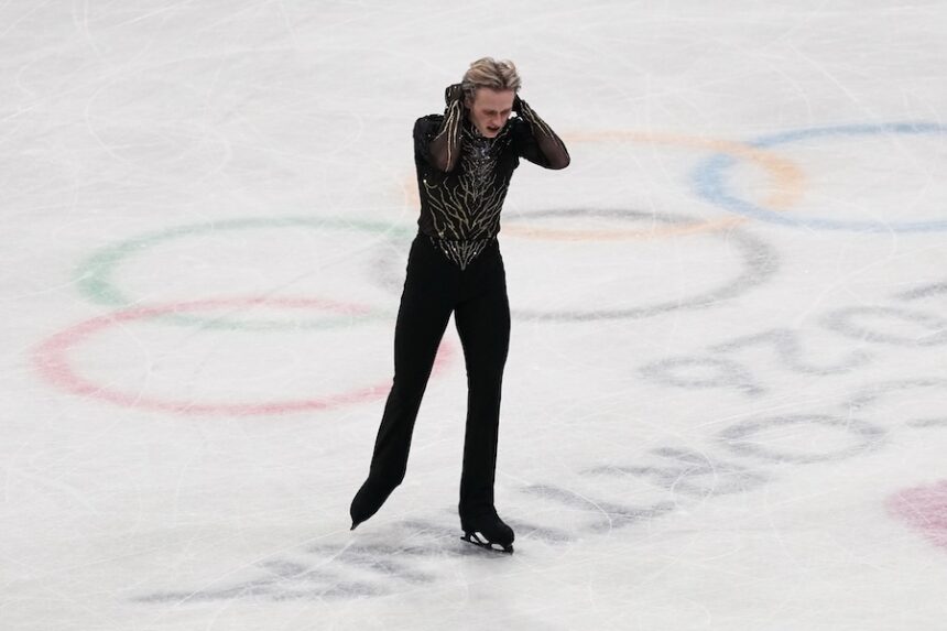 Ilia Malinin of the United States competes during the men's free skate program in figure skating at the 2026 Winter Olympics, in Milan, Italy, Friday, Feb. 13, 2026.