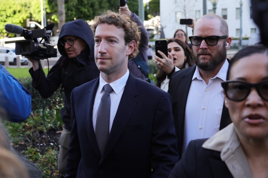 Meta CEO Mark Zuckerberg arrives for a landmark trial over whether social media platforms deliberately addict and harm children, Wednesday, Feb. 18, 2026, in Los Angeles.
