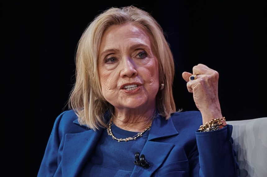 Former U.S. Secretary of State Hillary Clinton speaks during the Clinton Global Initiative, Sept. 24, 2025, in New York.