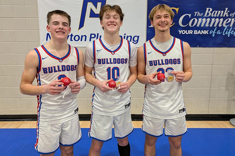 From left: Zach Permann, Woodrow Lowder and Brayzen Gibbs Rockland boys basketball