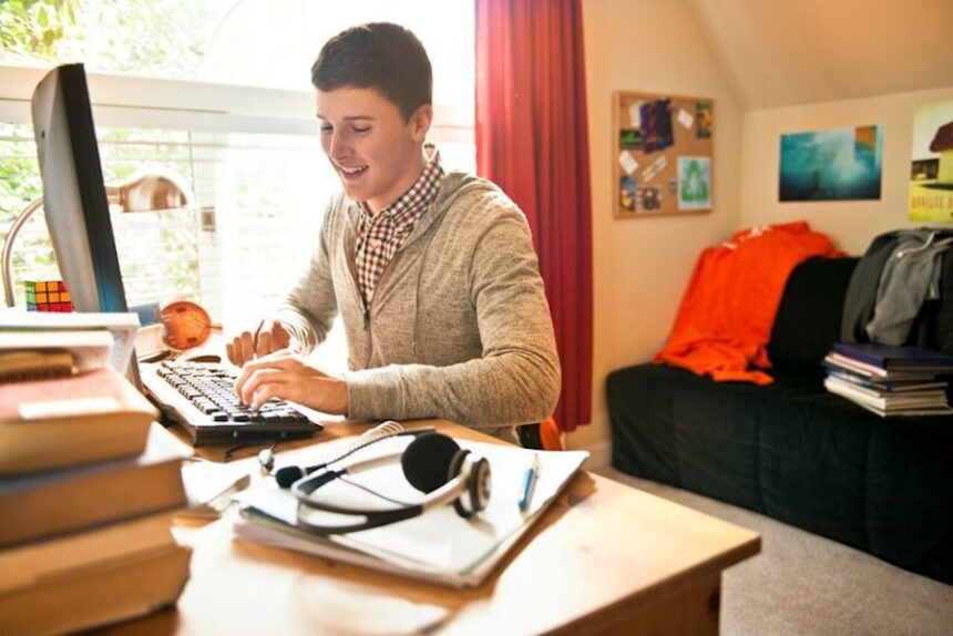 child doing online school