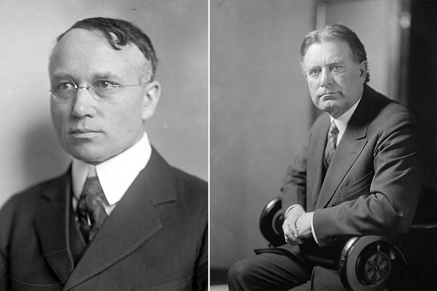 Rep. Burton French, left, represented Idaho in the U.S. House of Representatives from 1903-1933. William Borah, right,  served Idaho in the U.S. Senate from 1907-1940 | Courtesy Wikipedia