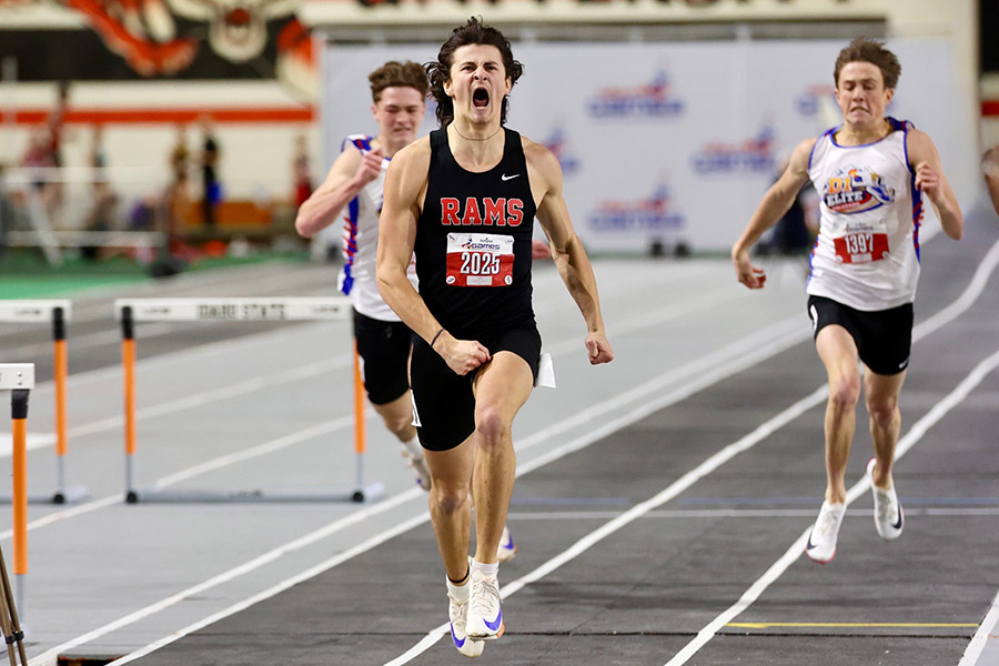 Highland's Spencer Van Orden wins the 200-meter sprint at the Simplot Games.