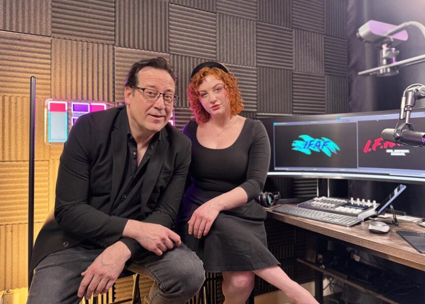 IFAF hosts Mike Nelson and Karley Morgan pose for a photo. | Courtesy IFAF