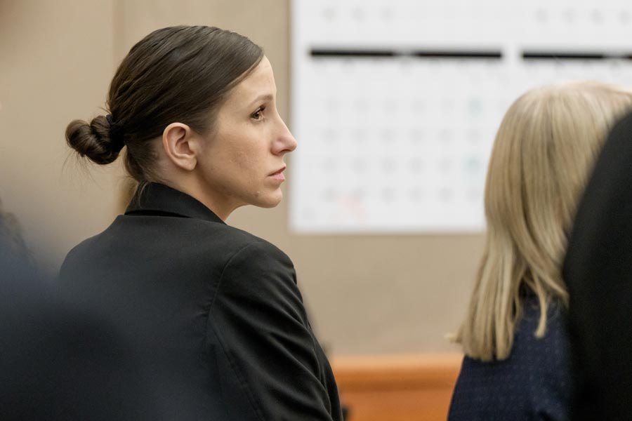 Kouri Richins, a Utah mother accused of fatally poisoning her husband, looks on during her murder trial at the Summit County Courthouse in Park City, Utah, Monday, Feb. 23, 2026. | Spenser Heaps, Associated Press