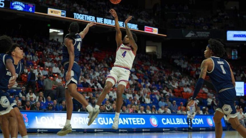 Boise State's Dylan Andrews puts up a shot against Nevada. | Idaho Statesman.