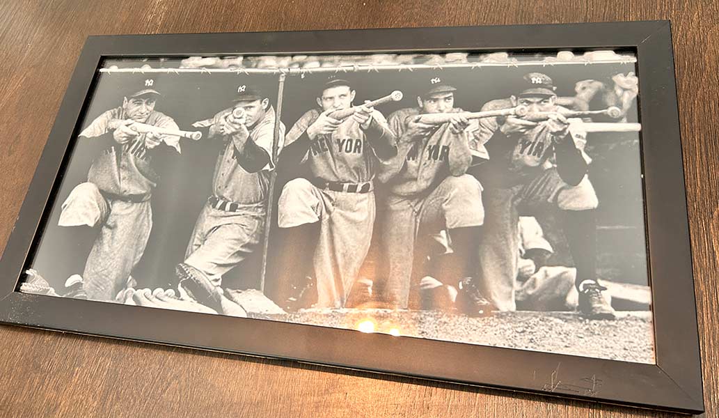 One of Gordon's other nicknames was Trigger, which was tied to his love of hunting. This 1940 photo in Simpson's den shows Gordon, second from left, with several teammates holding their bats like guns. To his left is Lou Gehrig. Babe Ruth is pictured second from right. | Rett Nelson, EastIdahoNews.com