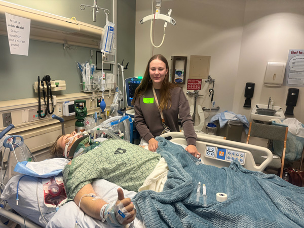 Paisley Peterson and Karter Robison in the hospital after the crash. | Courtesy of Paisley Peterson