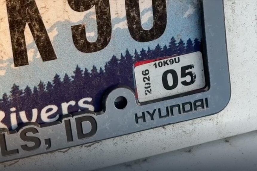 Idaho license plate with registration sticker