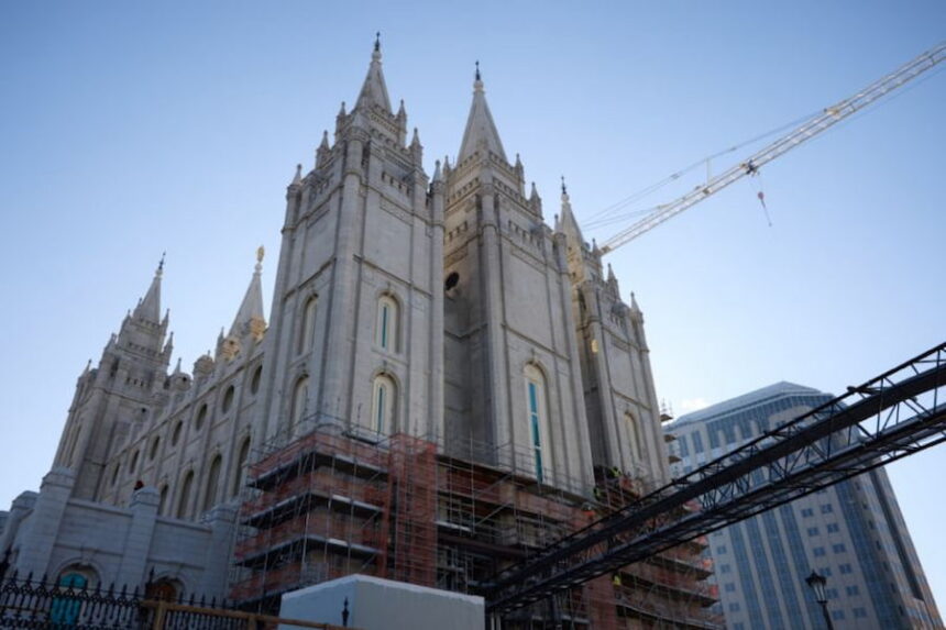 Salt Lake Temple with some scaffolding