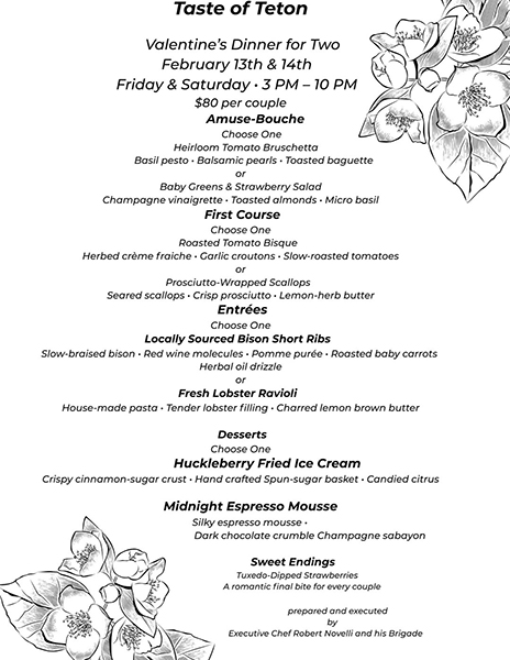 Taste of Teton's Valentine's Day menu. | Facebook 