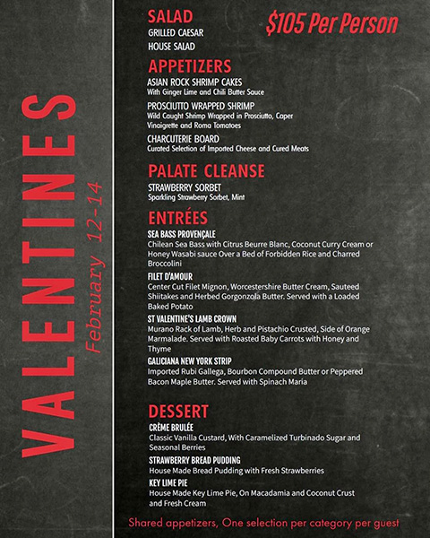 Teton House's Valentine's Day menu. | Facebook 