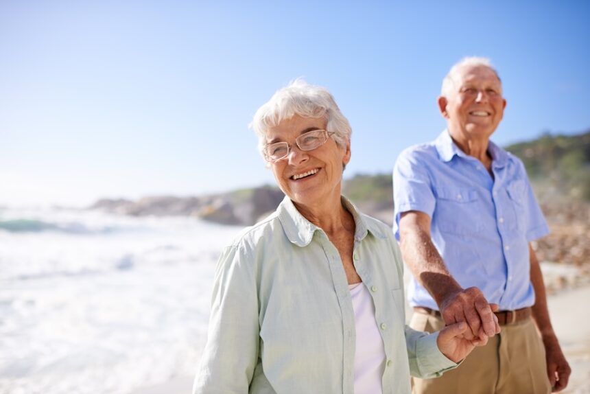 elderly couple, beach, They have an adventurous spirit.