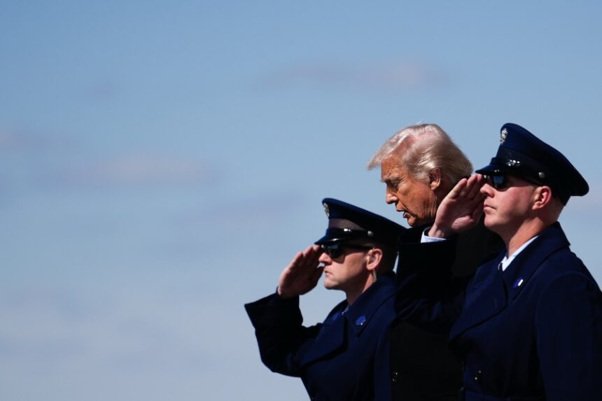 President Donald Trump arrives on Air Force One, Wednesday, March 18, 2026, at Dover Air Force Base, Del., to attend the casualty return for the six crew members of an Air Force refueling aircraft who died when their plane crashed in western Iraq while supporting operations against Iran.