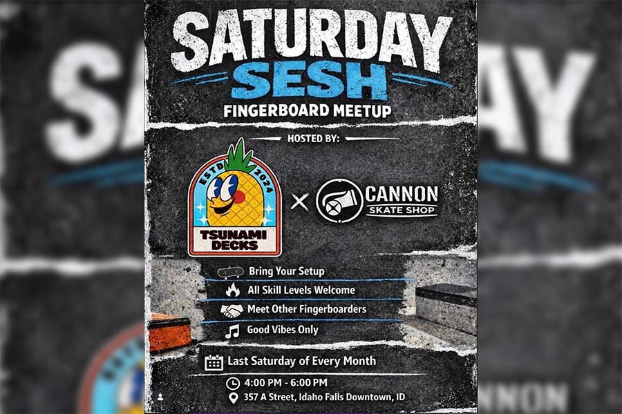 Flyer for the fingerboard meet-up 'Saturday Sesh'