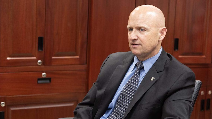 Idaho State Police Col. Bill Gardiner speaks about the agency’s agreement with ICE to provide transportation.