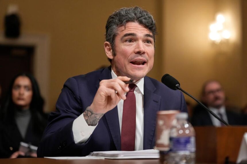 Joseph Kent, director of the National Counterterrorism Center, speaks during the House Committee on Homeland Security on Capitol Hill in Washington, Dec. 11, 2025. | Mark Schiefelbein, Associated Press