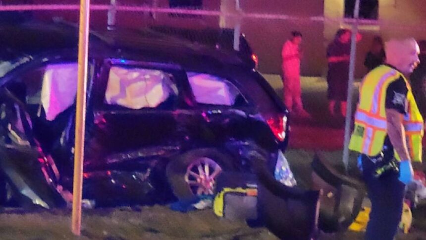 An 11-year-old child was killed, and seven others injured, after a stolen vehicle fleeing police crashed into another vehicle carrying a family on Friday night, March 27, 2026, authorities said. The vehicle that police say was fleeing was occupied by two 14-year-old boys.
