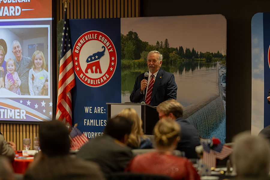 District 23 Precinct Committeeman Dean Mortimer for the Bonneville County Republican Central Committee was honored during the 2026 Lincoln Day Banquet with a public service award. | Daniel V. Ramirez, EastIdahoNews.com
