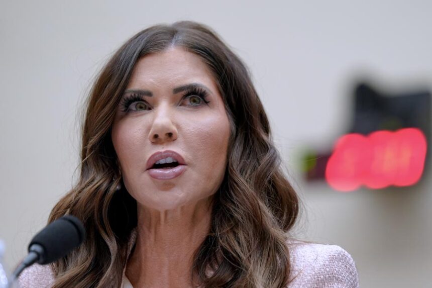 Homeland Security Secretary Kristi Noem testifies during a House Committee on the Judiciary oversight hearing of the Department of Homeland Security on Capitol Hill, Wednesday, March 4, 2026, in Washington. | Mariam Zuhaib, Associated Press