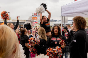 Makayla Gardner of Nampa and a member of Idaho State University's Cheer Team was the first winner of the Raising Cane's Lucky 20 drawing. 20 community members had the chance to win the award of free chicken for a year. | Daniel V. Ramirez, EastIdahoNews.com