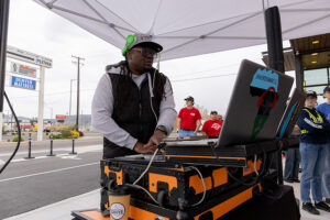 DJ Adrian at the grand opening of Raising Cane's new location in Chubbuck, providing music for the event. | Daniel V. Ramirez, EastIdahoNews.com