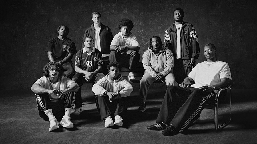 Kenyon Sadiq (front left) in the announcement photo for the 2026 Adidas rookie class. | Adidas