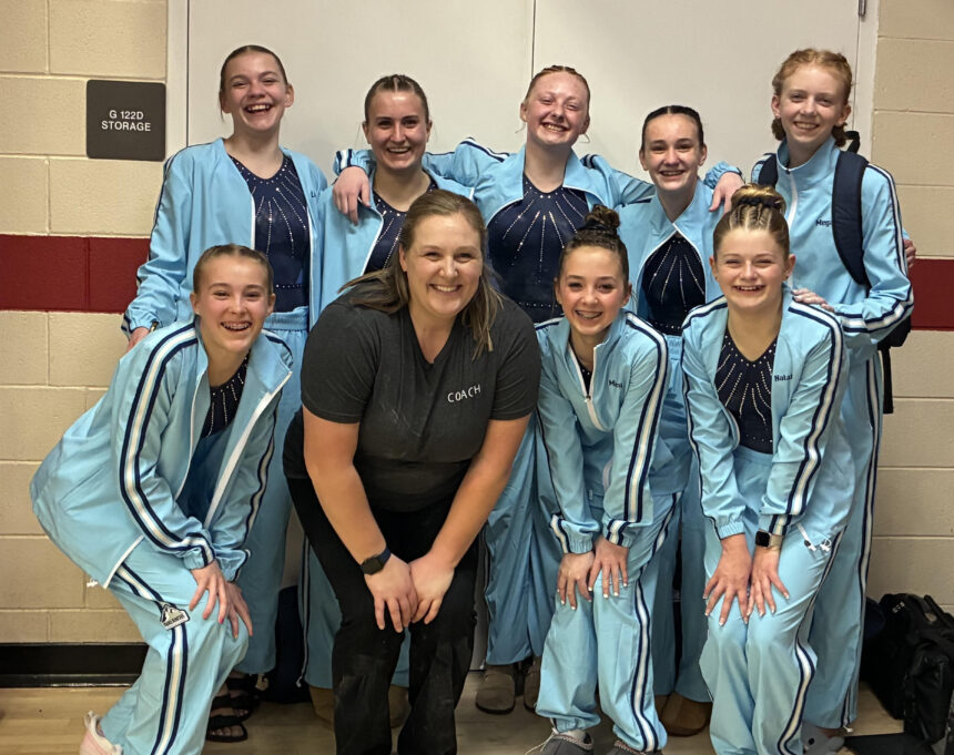 The Avalanche Gymnastics team members from Level 7 and Platinum with Head Coach Cayla Beutler competed at the Yellowstone Challenge in Rexburg. | Courtesy photo.