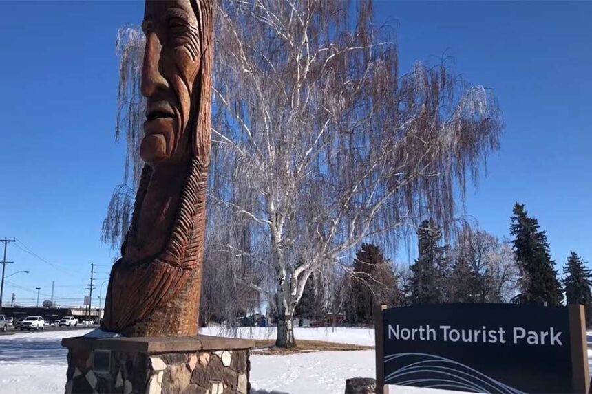 Native American sculpture in North Tourist Park in Idaho Falls | Rett Nelson, EastIdahoNews.com