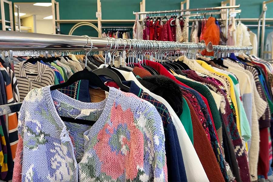 A rack of sweaters at Seven Sisters Closet Revival | Rett Nelson, EastIdahoNews.com