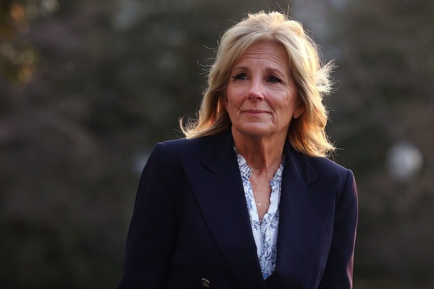 Jill Biden is pictured outside the White House in January 2023.