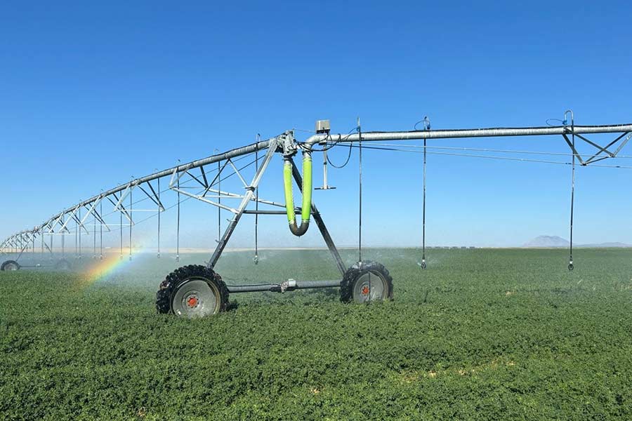 Sprinker endguns on a center pivot irrigation system at Young Family Farms in Blackfoot | Courtesy Adam Young
