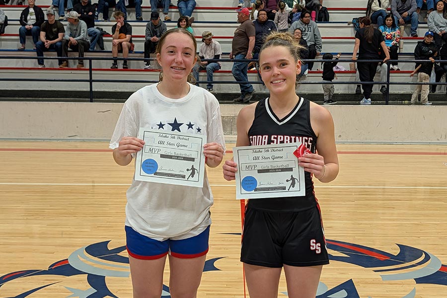 Rockland Trin Wiese (left) and Soda Springs Courtnee Gronning named co-MVPs of the D5 All-Star game
