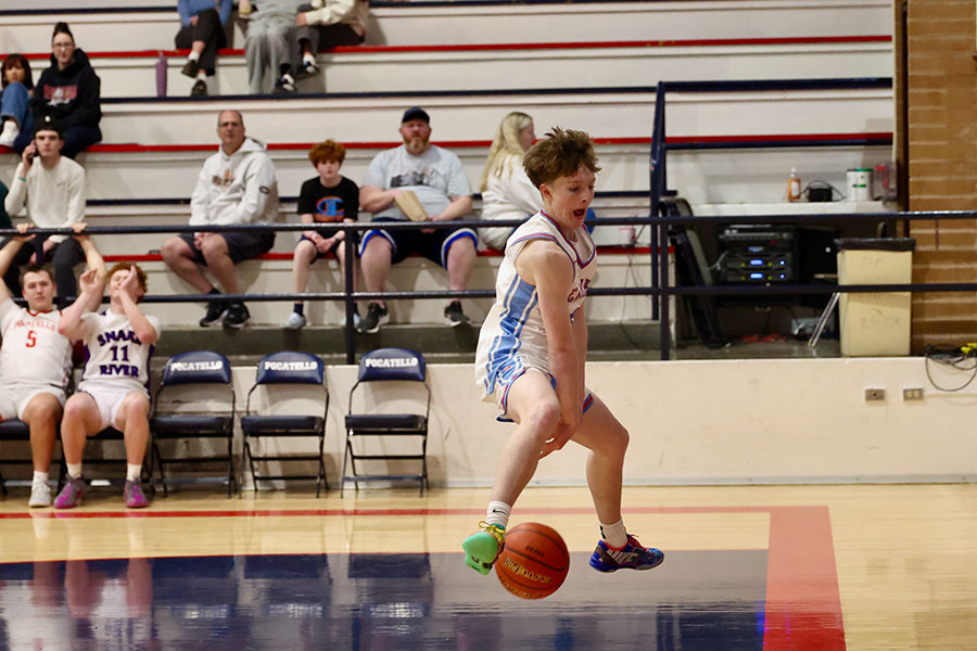 Marsh Valley Jaxson Smith attempts a save between his legs