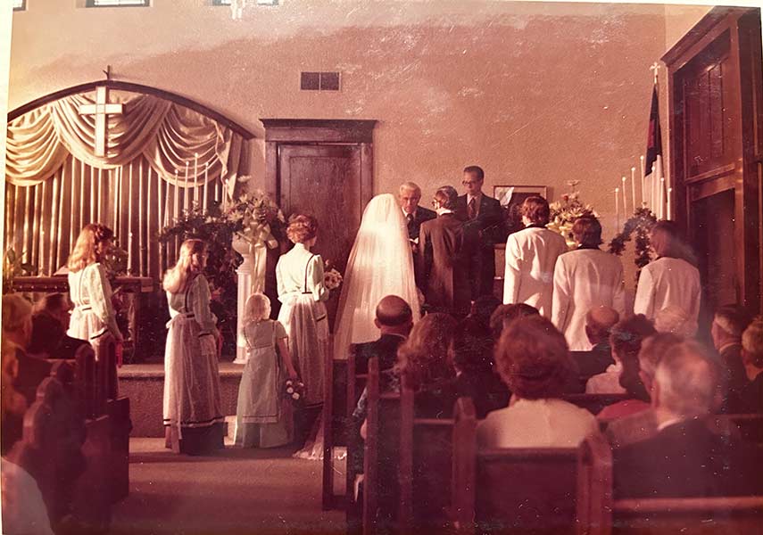 Gerald and Millie McNabb getting married inside First Baptist Church in Blackfoot on June 5, 1976. | Courtesy Margaret Schnitzler