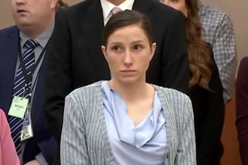 Kouri Richins stands as jurors are excused during her jury trial. Jurors found she was guilty of fatally poisoning her husband. (David Chernak)