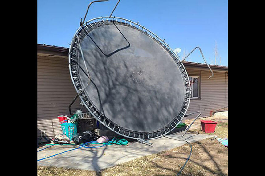 toppled trampoline