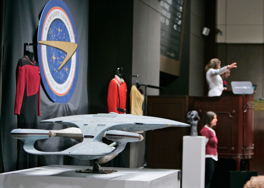 Memorabilia is displayed at Christie's auction house in New York on Oct. 5, 2006, as a three-day sale of over 1,000 items from "Star Trek" went on on the block.