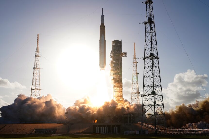 The NASA Artemis II SLS (Space Launch System) rocket with the Orion spacecraft launches at the Kennedy Space Center, Wednesday, April 1, 2026, in Cape Canaveral, Fla.