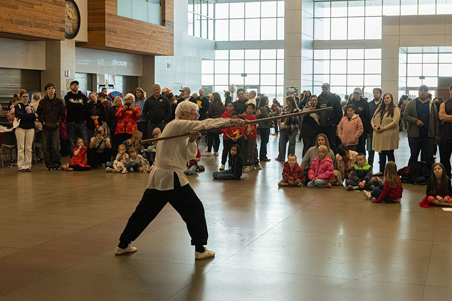 Community members watching a demonstration by Eagle Claw Kung Fu and Tai Chi during the Chinese Cultural Event. | Daniel V. Ramirez, EastIdahoNews.com