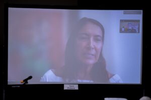 Terri Pickens speaks at a Stand Up For Idaho forum in Idaho Falls on Wednesday. She attended the event remotely. | Cody Roberts, EastIdahoNews.com