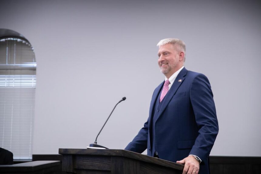Chris Fredericksen smiles during an Idaho Falls City Council Meeting on April 23. During the meeting, Fredericksen was confirmed as the new general manager of Idaho Falls Power. | Cody Roberts, EastIdahoNews.com