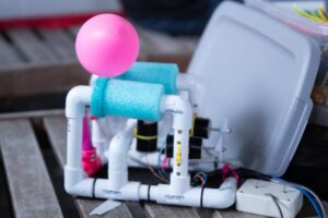 An underwater robot built by sixth graders at Westside Elementary School sits by the pool at Motel West on Wednesday. | Cody Roberts, EastIdahoNews.com